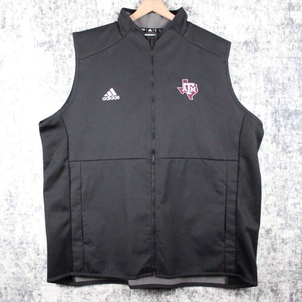 Adidas Texas A&M Aggies Football Player Issued Vest Sz 2XL Gray Black Full Zip